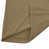 Spring And Winter Men's Casual Solid Color Long-Sleeved Zip Stand Collar T-Shirt Tops For Men