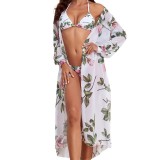Two Pieces Sexy Bikini Mesh Sun Protection Cover-Up Three-Piece Swimsuit