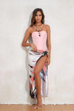 Women's Straps One-Piece Swimsuit Long Skirt Two-Piece Beachwear