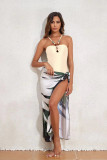 Women's Straps One-Piece Swimsuit Long Skirt Two-Piece Beachwear