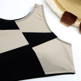 Sexy Contrast Color High Waist Two Pieces Bikini Women's Swimsuit