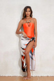 Women's Straps One-Piece Swimsuit Long Skirt Two-Piece Beachwear