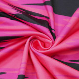 Women's Spring And Summer Printed Fashion Casual Pleated Long Sleeve Slim Chic Long Dress