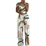 Summer Women's Fashion Chic Trendy Printed Wide Leg Jumpsuit
