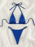 Sexy Two Pieces Bikini Beach Rhinestone Triangle Swimsuit