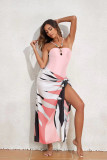 Women's Straps One-Piece Swimsuit Long Skirt Two-Piece Beachwear