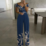Summer Women's Fashion Chic Trendy Printed Wide Leg Jumpsuit