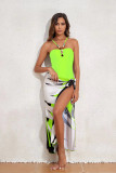 Women's Straps One-Piece Swimsuit Long Skirt Two-Piece Beachwear