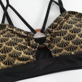 Sexy Printed High Waist Two Pieces Bikini Women's Swimsuit