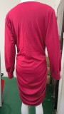 Autumn V-Neck Solid Color Long-Sleeved Mid-Length Bodycon Dress For Women