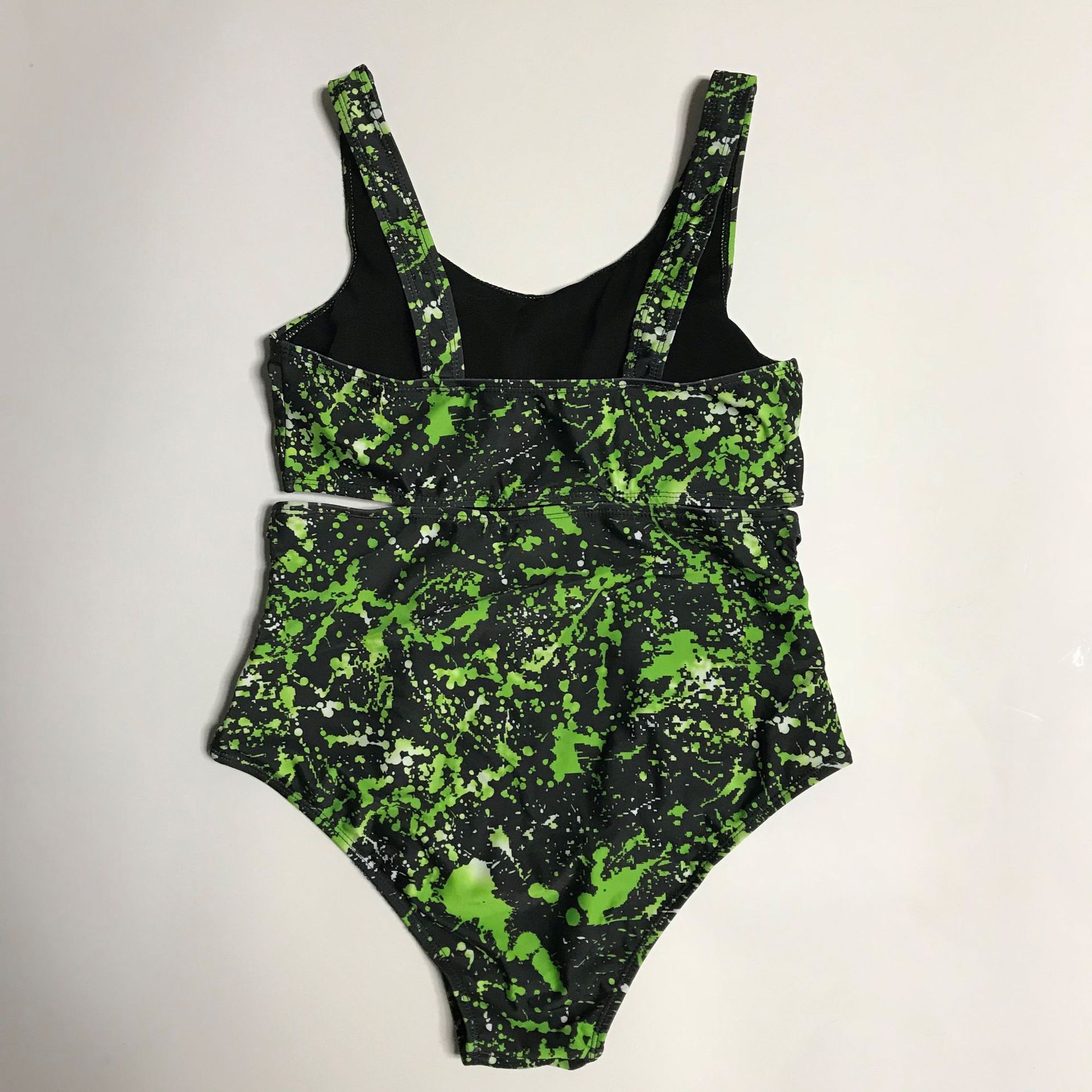 Plus Size Striped Graffiti One-Piece Bikini Swimsuit