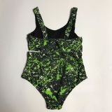 Plus Size Women Striped Graffiti Bikini One-piece Swimwear