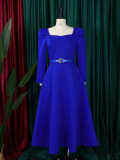 Plus Size Women Winter Puff Sleeve Formal Party Dress