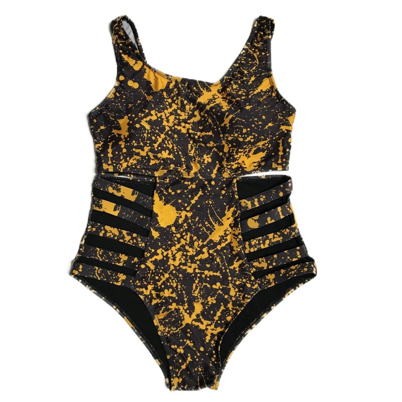 Plus Size Striped Graffiti One-Piece Bikini Swimsuit