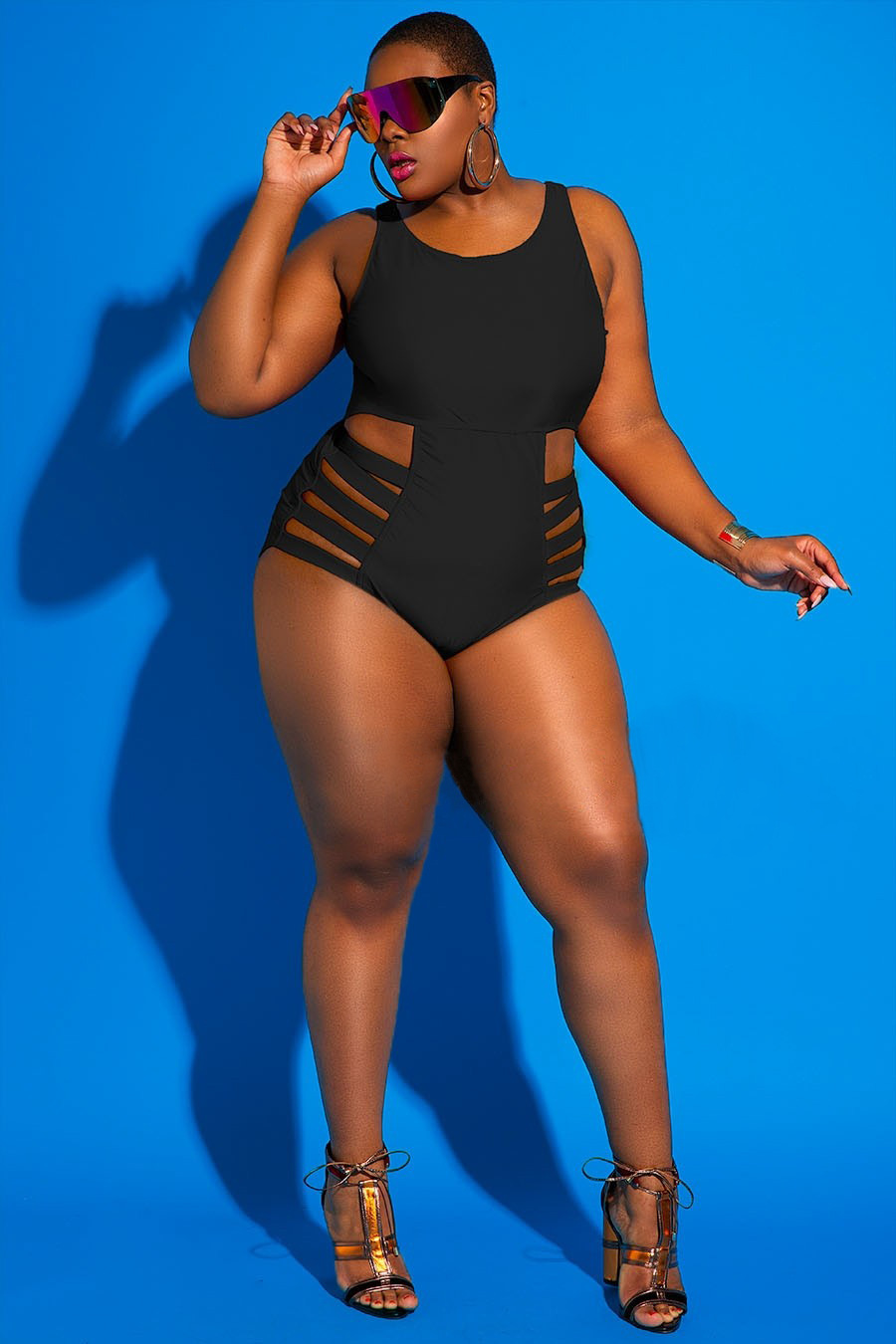 Plus Size Striped Graffiti One-Piece Bikini Swimsuit