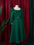 Plus Size Women Winter Puff Sleeve Formal Party Dress