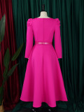 Plus Size Women Winter Puff Sleeve Formal Party Dress