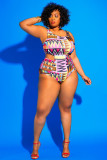 Plus Size Women Printed One Piece Swimwear