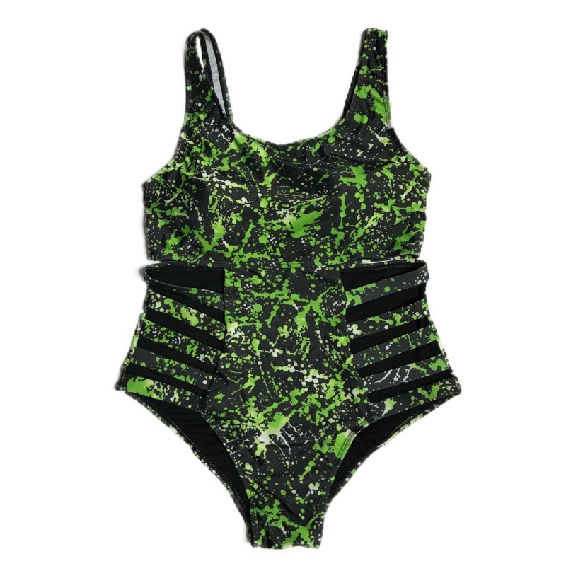 Plus Size Striped Graffiti One-Piece Bikini Swimsuit