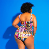 Plus Size Women Printed One Piece Swimwear