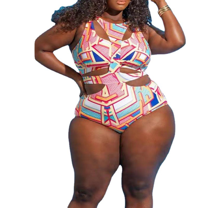Plus Size Ethnic Print One-Piece Swimsuit