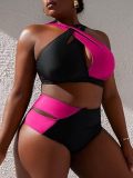 Plus Size Women Color Block Two Pieces Swimwear