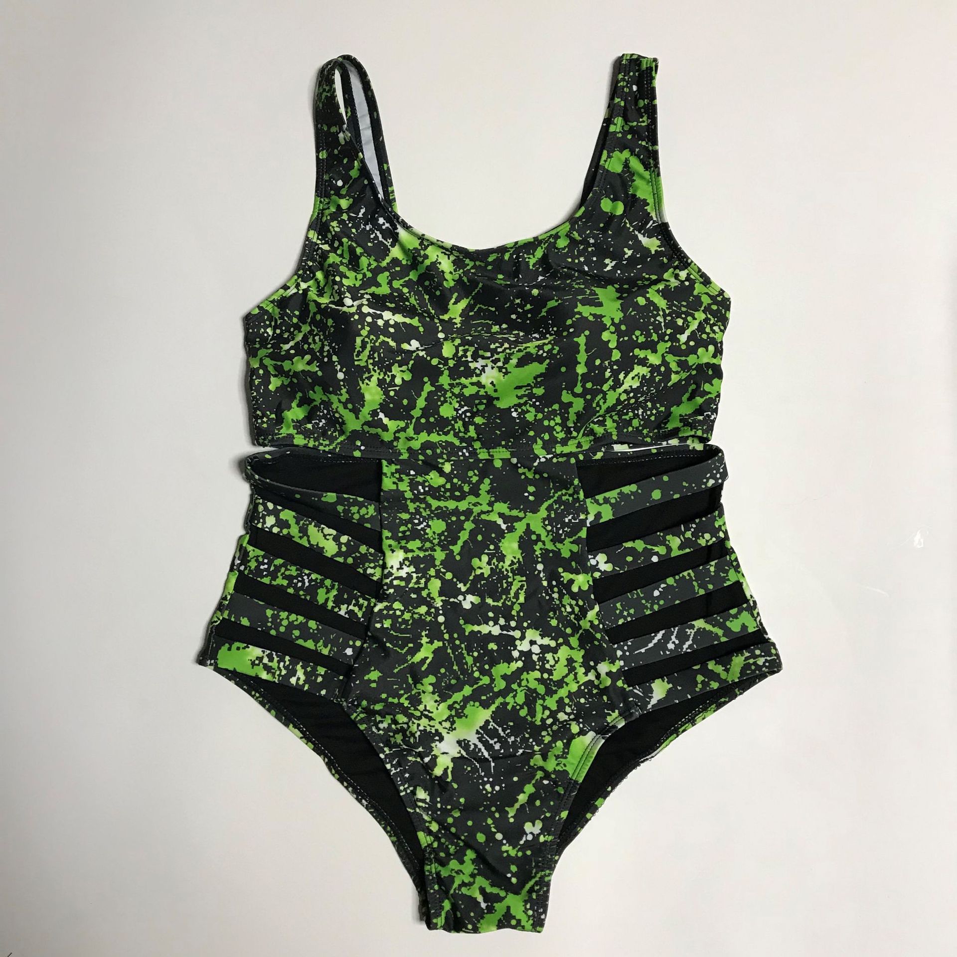 Plus Size Striped Graffiti One-Piece Bikini Swimsuit
