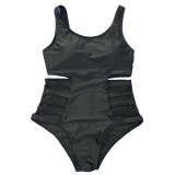 Plus Size Women Striped Graffiti Bikini One-piece Swimwear