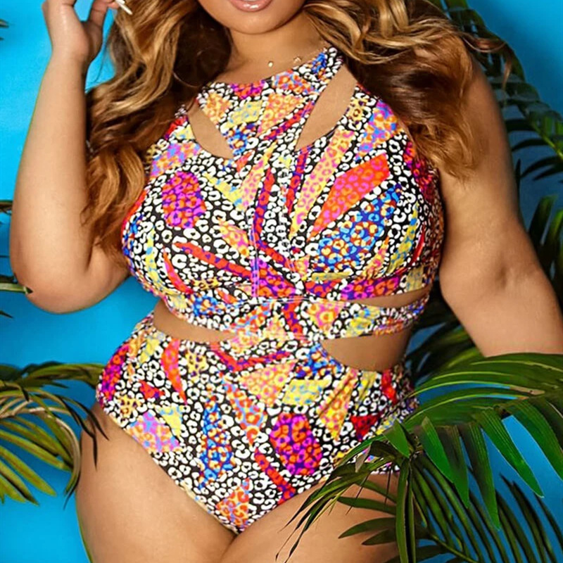 Plus Size Ethnic Print One-Piece Swimsuit