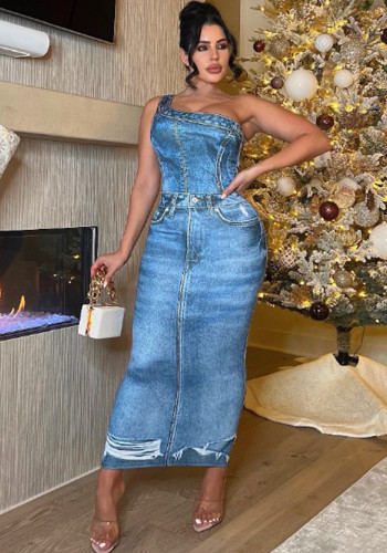 Women Prints Slash Shoulder Bodycon Dress