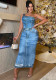 Women Prints Slash Shoulder Bodycon Dress