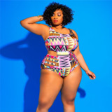 Plus Size Women Printed One Piece Swimwear