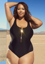 Plus Size Women Mesh Patchwork Zipper One-Piece Swimwear Plus Size Women Mesh Patchwork Zipper One-Piece Swimwear