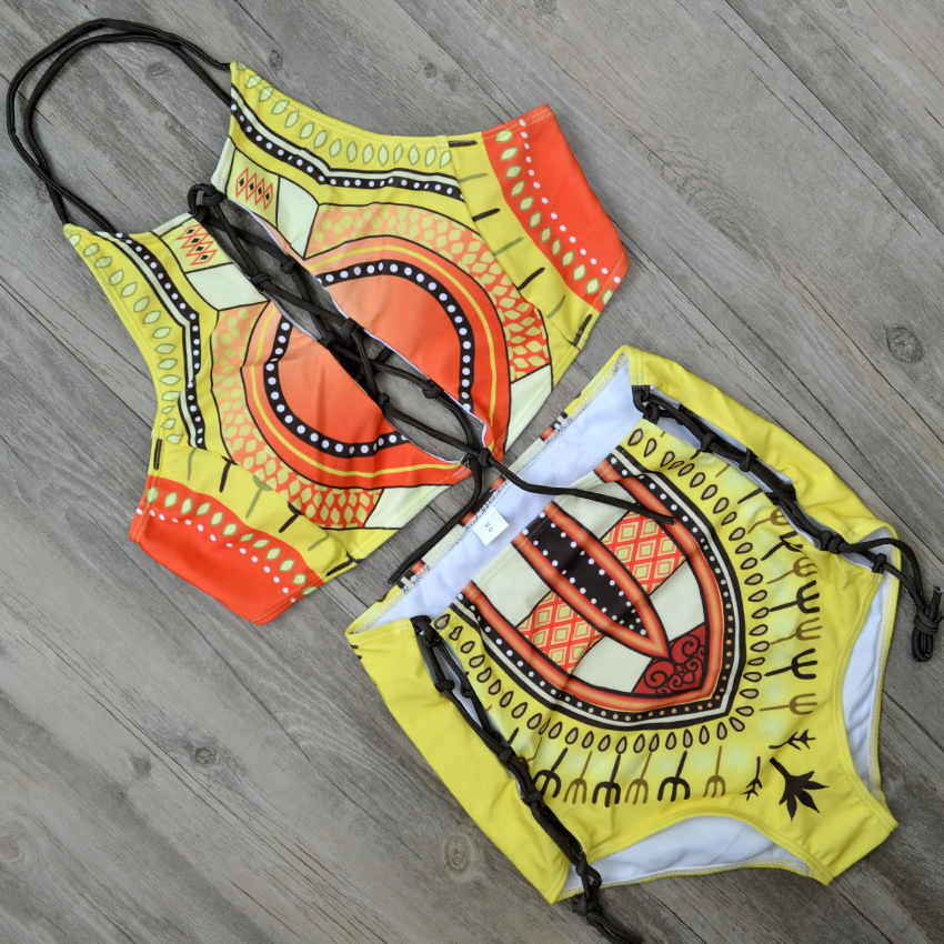 Plus Size Printed Strap Two-Piece Bikini Swimsuit