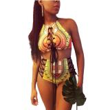 Plus Size Women Printed Bikini Strap Two Pieces Swimwear
