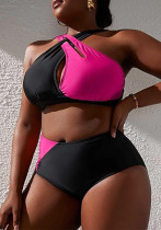Plus Size Women Color Block Two Pieces Swimwear Plus Size Women Color Block Two Pieces Swimwear