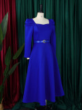 Plus Size Women Winter Puff Sleeve Formal Party Dress