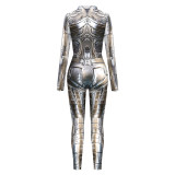 Women Printed Buckle Hand Jumpsuit Women Costume