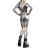 Women Printed Buckle Hand Jumpsuit Women Costume
