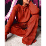 Spring Women Long Sleeve Loose Hooded Top and Pant Casual Two-piece Set