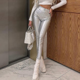 Women High Waist Pu Leather Pant