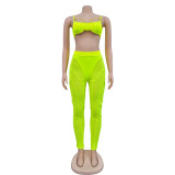 Women sexy bra strap zipper mesh See-Through trousers two-piece set