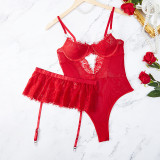 Sexy And Tempting Lingerie Set Lace Embroidered Valentine's Day Passion Uniform