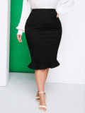 Summer Plus Size Women's Ruffle Midi Skirt