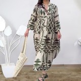 Plus Size Women's Spring Printed Loose Bohemian Dress For Women