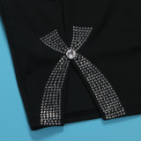 Sexy Bow-Embellished Beaded Slit Strap Bodycon Dress