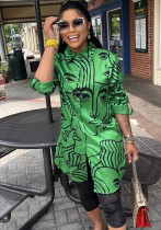 Women's Spring Loose Face Print Style Shirt