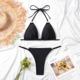 Swimsuit Women's Sexy Bikini Solid Color Two Pieces Swimwear