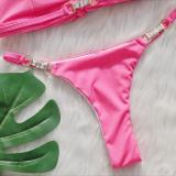 Crystal Diamond Sexy Lace-Up Two Pieces Bikini Swimsuit Holidays Women's Swimwear