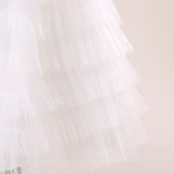 Girls Princess Cascading Ruffles Dress Medium And Large Children's Long Dress Children's Performance Clothing